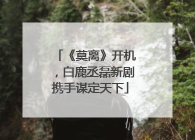 《莫离》开机，白鹿丞磊新剧携手谋定天下