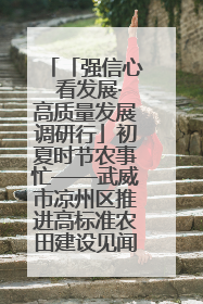 「强信心 看发展·高质量发展调研行」初夏时节农事忙——武威市凉州区推进高标准农田建设见闻