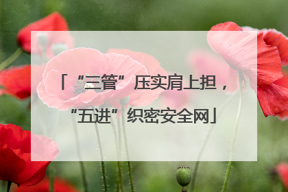 “三管”压实肩上担，“五进”织密安全网