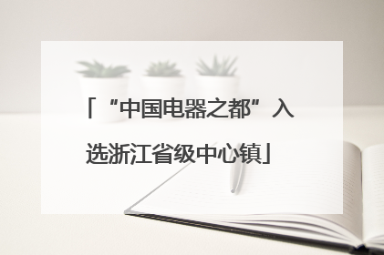 “中国电器之都”入选浙江省级中心镇