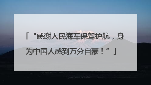“感谢人民海军保驾护航，身为中国人感到万分自豪！”