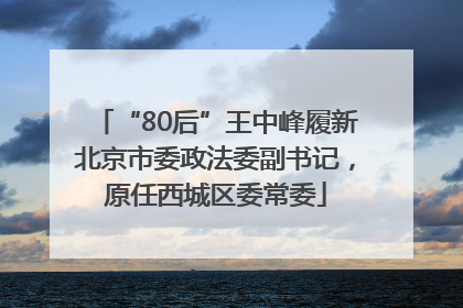 “80后”王中峰履新北京市委政法委副书记，原任西城区委常委
