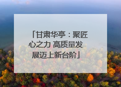 甘肃华亭：聚匠心之力 高质量发展迈上新台阶