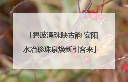 碧波涌珠映古韵 安阳水冶珍珠泉焕新引客来
