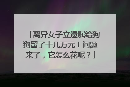 离异女子立遗嘱给狗狗留了十几万元！问题来了，它怎么花呢？