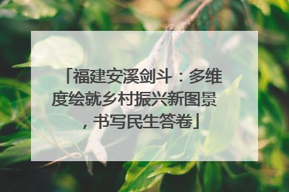 福建安溪剑斗：多维度绘就乡村振兴新图景，书写民生答卷