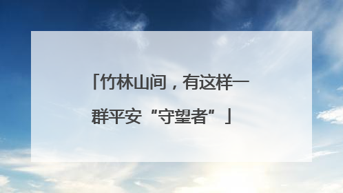 竹林山间，有这样一群平安“守望者”