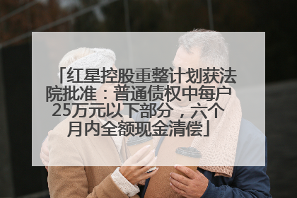 红星控股重整计划获法院批准：普通债权中每户25万元以下部分，六个月内全额现金清偿