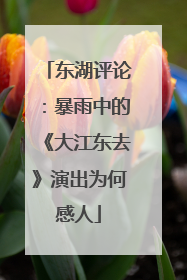 东湖评论：暴雨中的《大江东去》演出为何感人