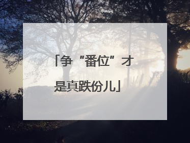 争“番位”才是真跌份儿