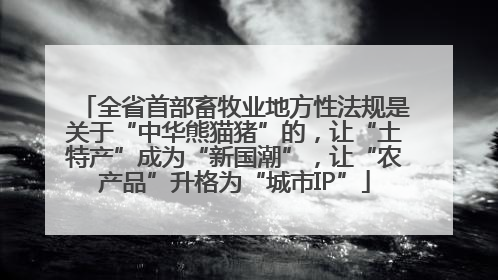 全省首部畜牧业地方性法规是关于“中华熊猫猪”的，让“土特产”成为“新国潮”，让“农产品”升格为“城市IP”