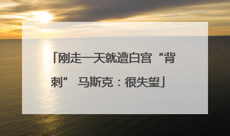 刚走一天就遭白宫“背刺” 马斯克：很失望