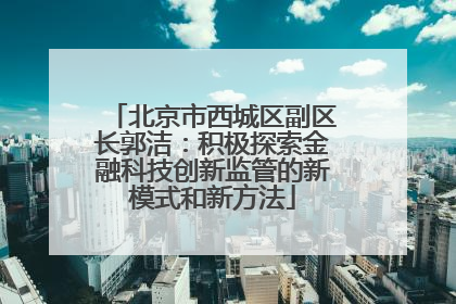 北京市西城区副区长郭洁：积极探索金融科技创新监管的新模式和新方法