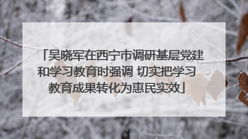 吴晓军在西宁市调研基层党建和学习教育时强调 切实把学习教育成果转化为惠民实效