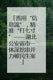 善用“信息流”，精准“打七寸”——湖北公安省市一体深挖串并力破民生案