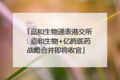 嘉和生物递表港交所：嘉和生物+亿腾医药战略合并即将收官