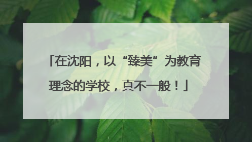 在沈阳，以“臻美”为教育理念的学校，真不一般！