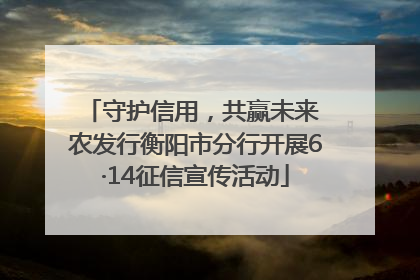 守护信用，共赢未来 农发行衡阳市分行开展6·14征信宣传活动