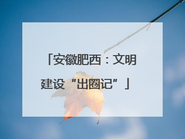 安徽肥西：文明建设“出圈记”