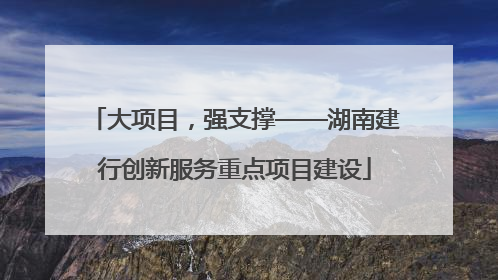 大项目，强支撑——湖南建行创新服务重点项目建设