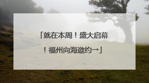 就在本周！盛大启幕！福州向海邀约→