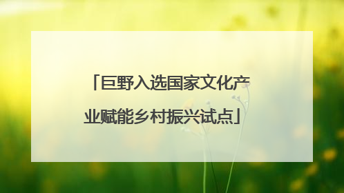 巨野入选国家文化产业赋能乡村振兴试点
