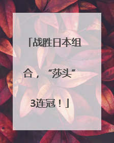 战胜日本组合，“莎头”3连冠！