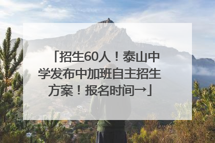 招生60人！泰山中学发布中加班自主招生方案！报名时间→