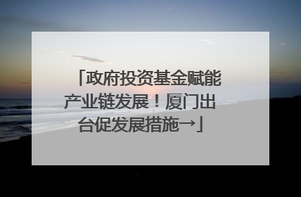 政府投资基金赋能产业链发展！厦门出台促发展措施→