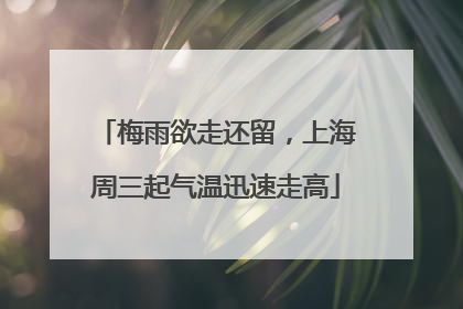 梅雨欲走还留，上海周三起气温迅速走高