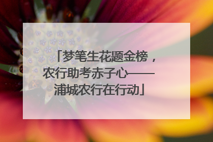 梦笔生花题金榜，农行助考赤子心——浦城农行在行动