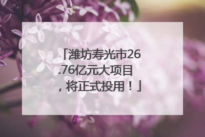 潍坊寿光市26.76亿元大项目，将正式投用！
