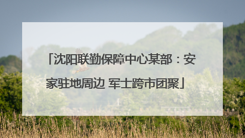 沈阳联勤保障中心某部：安家驻地周边 军士跨市团聚