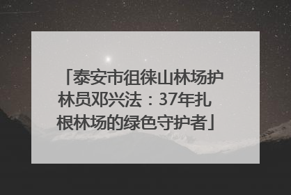 泰安市徂徕山林场护林员邓兴法：37年扎根林场的绿色守护者