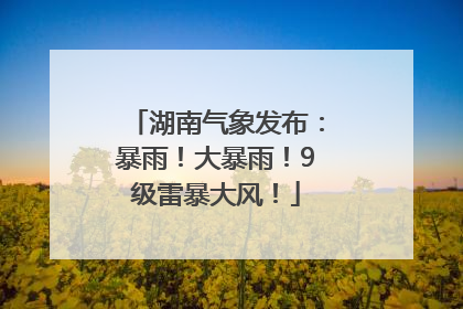湖南气象发布：暴雨！大暴雨！9级雷暴大风！