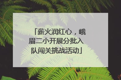 薪火润红心，峨眉二小开展分批入队闯关挑战活动