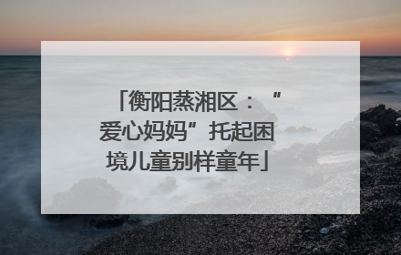 衡阳蒸湘区：“爱心妈妈”托起困境儿童别样童年