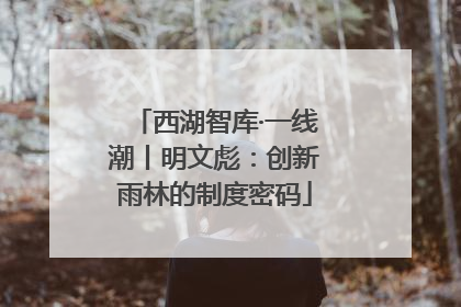 西湖智库·一线潮丨明文彪：创新雨林的制度密码