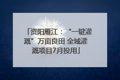 资阳雁江：“一键灌溉”万亩良田 全域灌溉项目7月投用