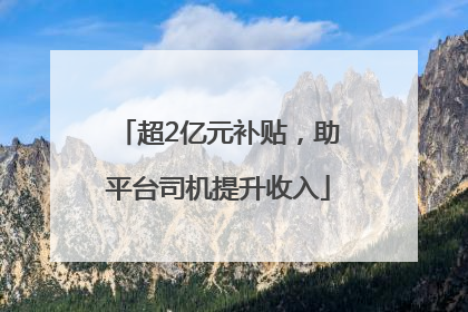 超2亿元补贴，助平台司机提升收入