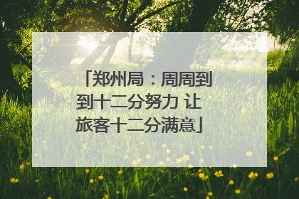 郑州局：周周到到十二分努力 让旅客十二分满意
