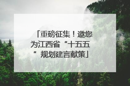 重磅征集！邀您为江西省“十五五”规划建言献策