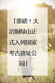 重磅！大冶铜绿山正式入列国家考古遗址公园