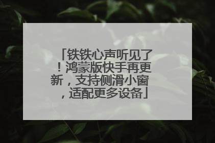 铁铁心声听见了！鸿蒙版快手再更新，支持侧滑小窗，适配更多设备