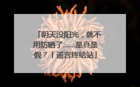 阴天没阳光，就不用防晒了……是真是假？丨谣言终结站