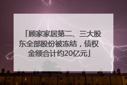 顾家家居第二、三大股东全部股份被冻结，债权金额合计约20亿元