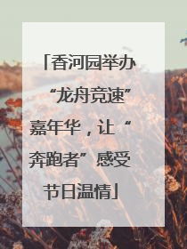 香河园举办“龙舟竞速”嘉年华，让“奔跑者”感受节日温情