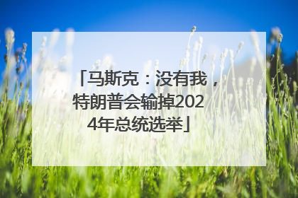 马斯克：没有我，特朗普会输掉2024年总统选举