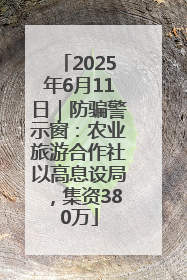 2025年6月11日｜防骗警示窗：农业旅游合作社以高息设局，集资380万
