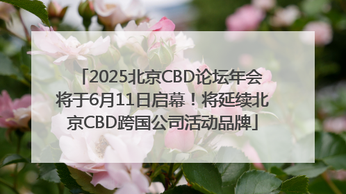 2025北京CBD论坛年会将于6月11日启幕！将延续北京CBD跨国公司活动品牌